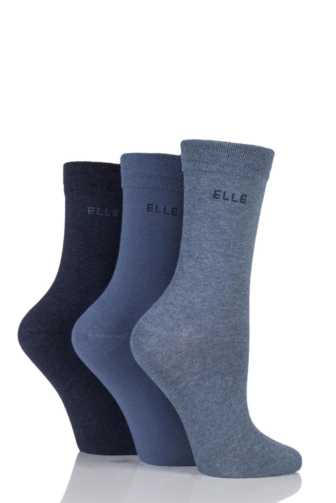 Elle 3 Pairs of Combed Cotton Denim Mix Socks