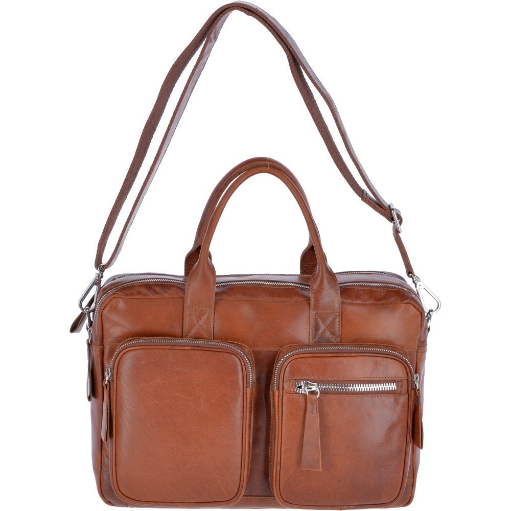 Ashwood Leather Laptop Briefcase - Tan