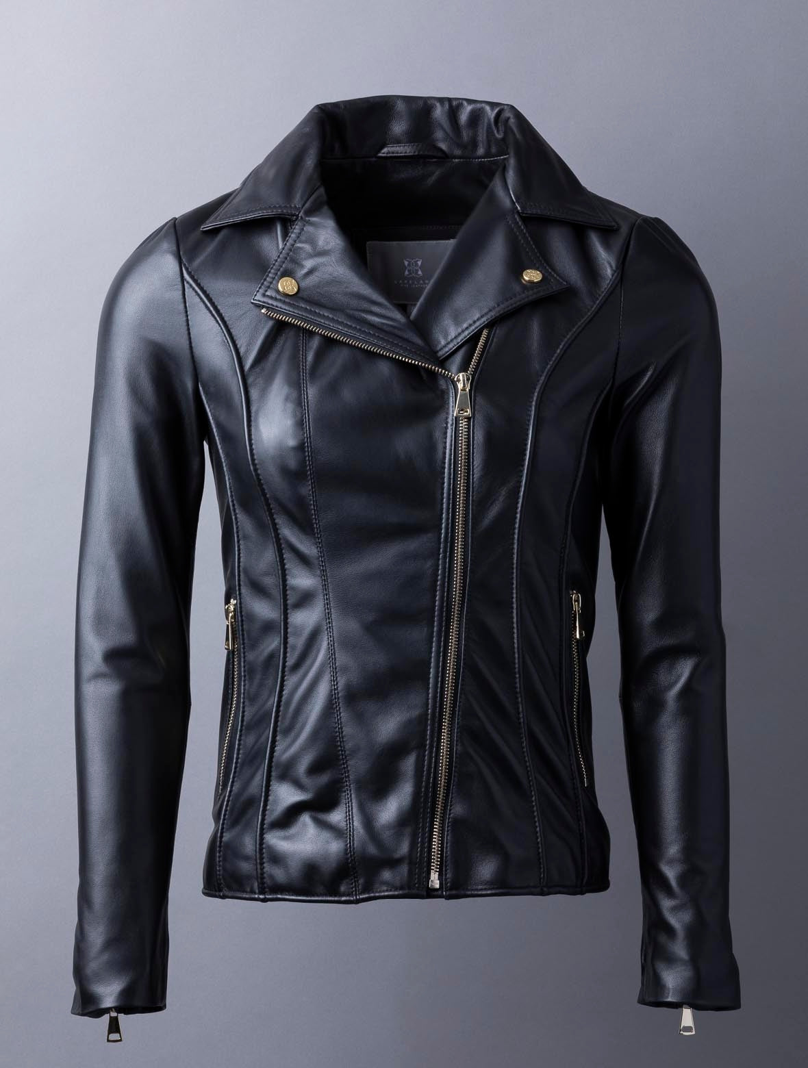 Lakeland Kylee Classic Black Leather Biker Jacket